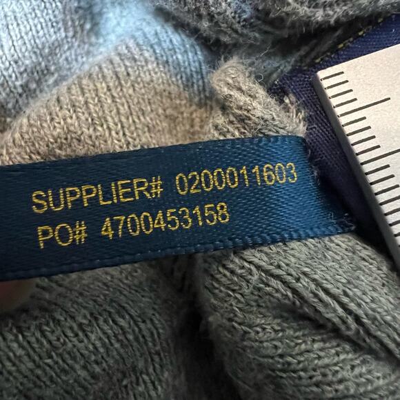 Polo Ralph Lauren Sweater Men's Large Gray V-Neck Pullover Green Pony Logo - Picture 10 of 10